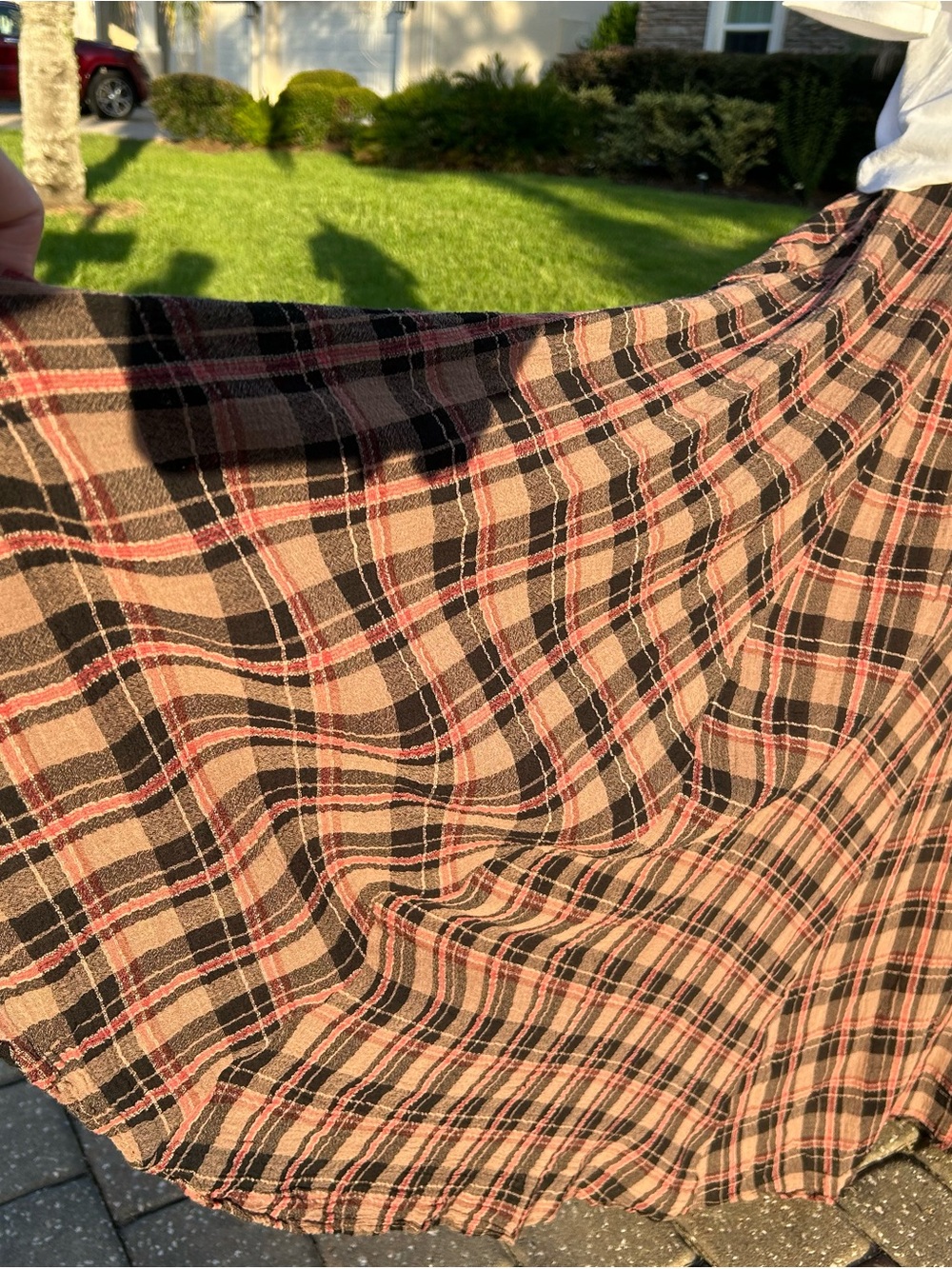 NWT🌷Free People Plaid Printed Mid Rise A-Line Maxi Skirt - Picture 5 of 15